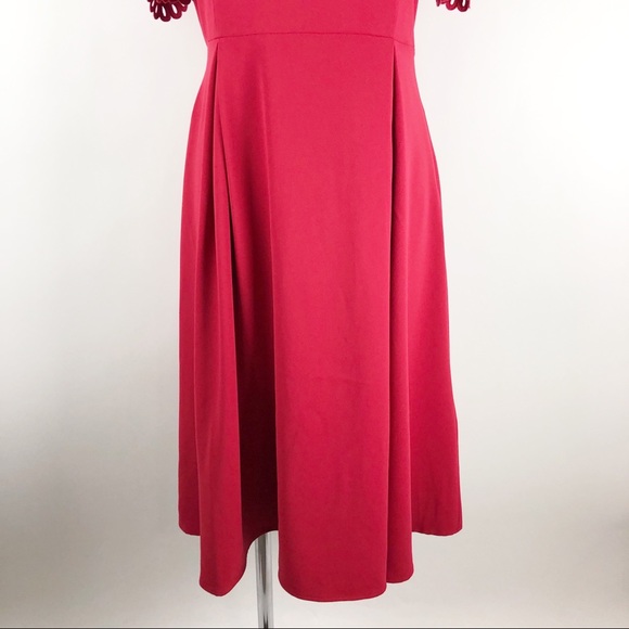 H&M Red Short Sleeve Fit And Flare Midi Dress - Picture 5 of 15